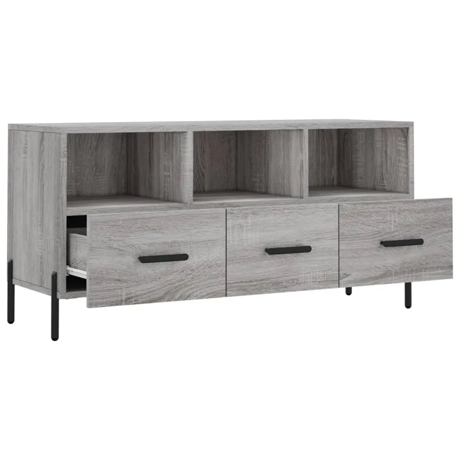 Meuble TV sonoma gris 102x36x50 cm bois d'ingénierie - 6