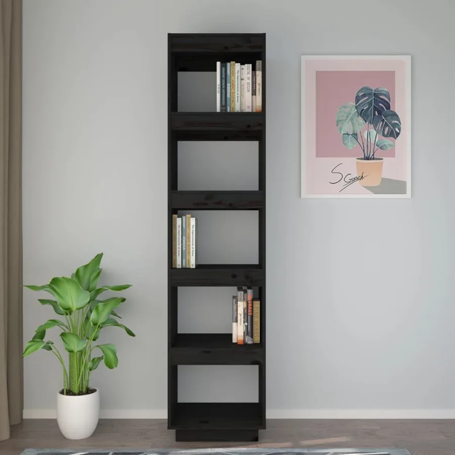 Bibliothèque/Séparateur de pièce Noir 40x35x167 cm Pin solide - 3