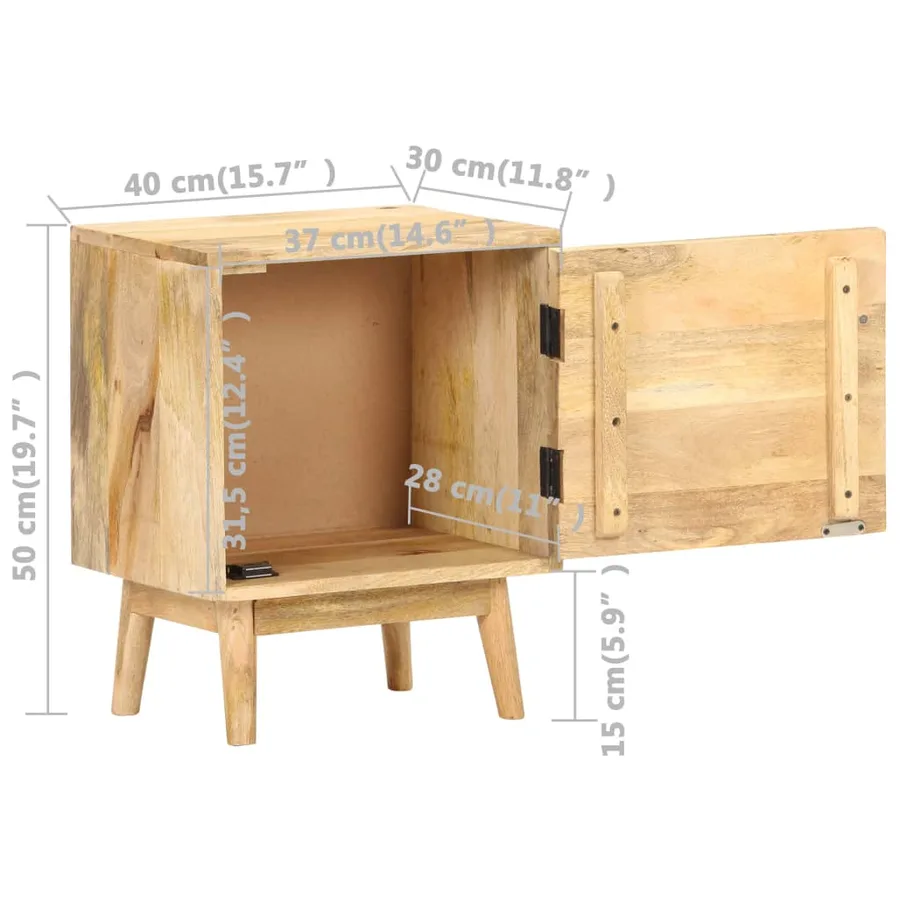 Table de chevet 40x30x50 cm Bois de manguier massif - 7