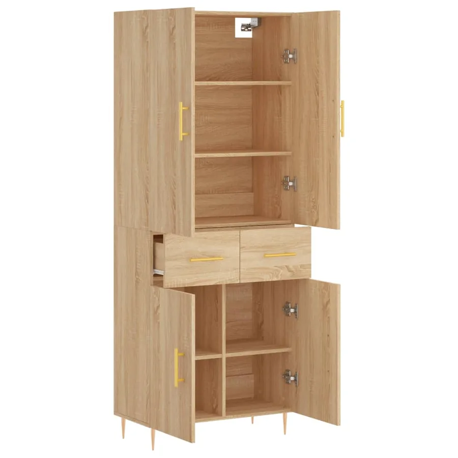 Buffet haut Chêne sonoma 69,5x34x180 cm Bois d'ingénierie - 4