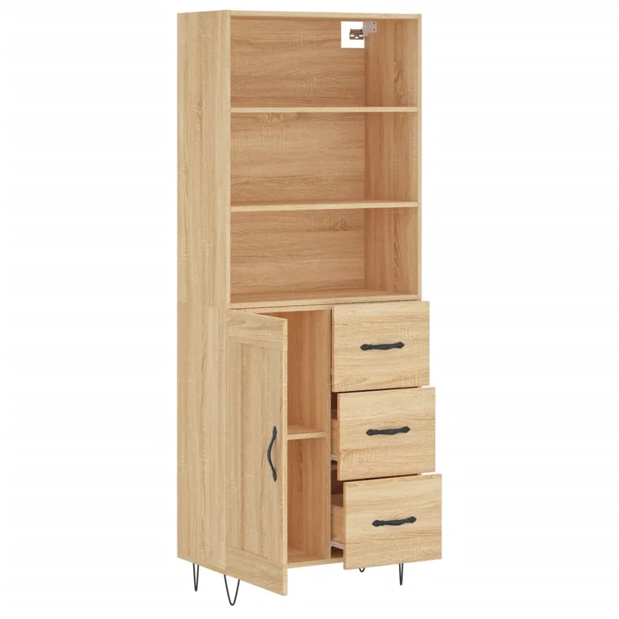 Buffet haut Chêne sonoma 69,5x34x180 cm Bois d'ingénierie - 4