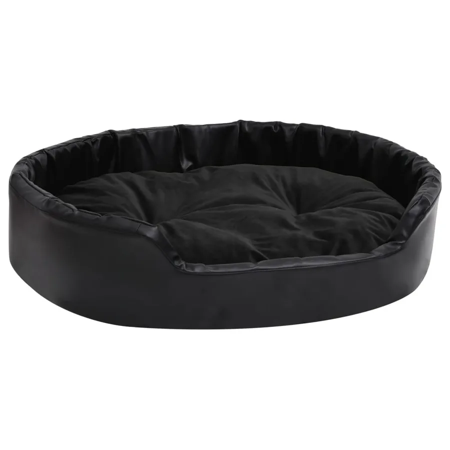 Lit pour chiens Noir 90x79x20 cm Peluche et similicuir - 2