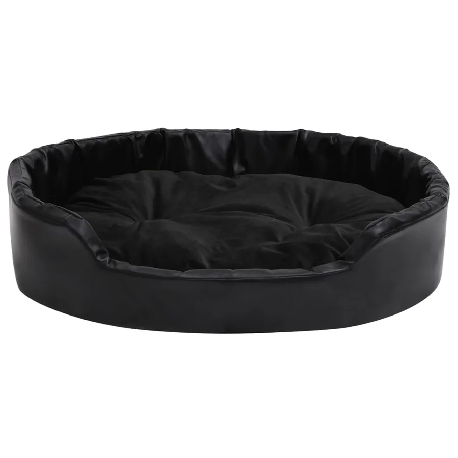 Lit pour chiens Noir 90x79x20 cm Peluche et similicuir - 3