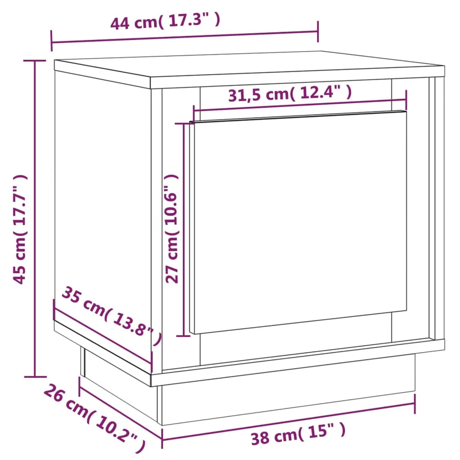 Table de chevet chêne fumé 44x35x45 cm bois d'ingénierie - 11