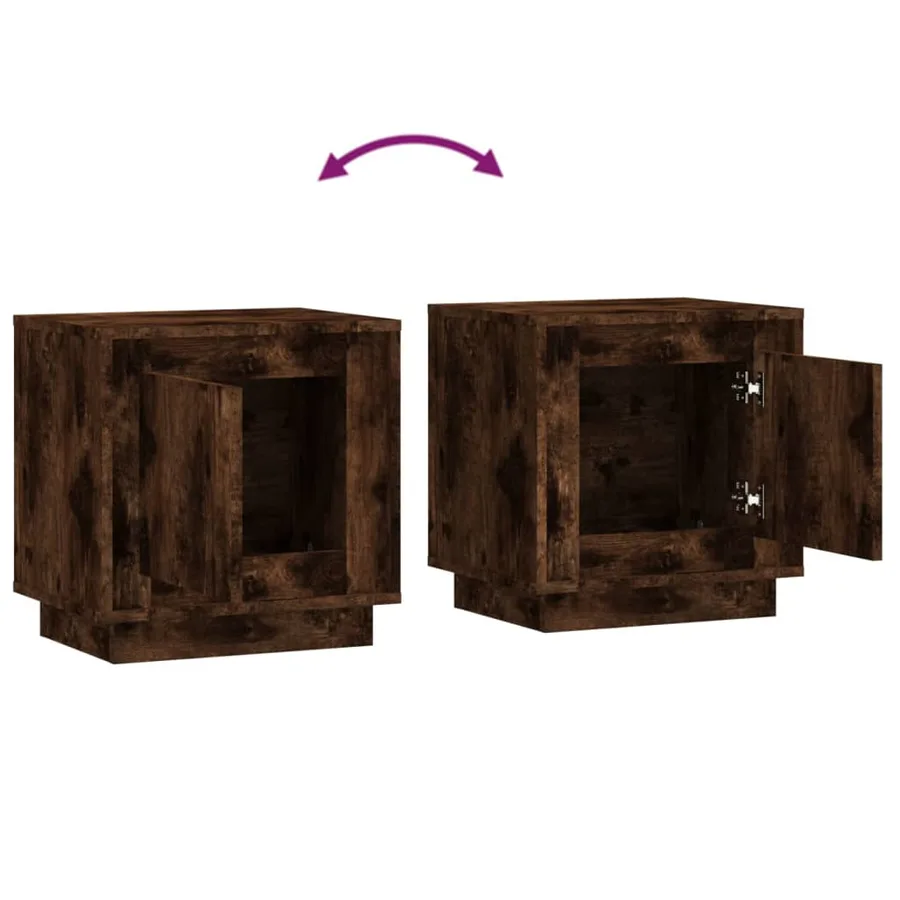 Table de chevet chêne fumé 44x35x45 cm bois d'ingénierie - 9