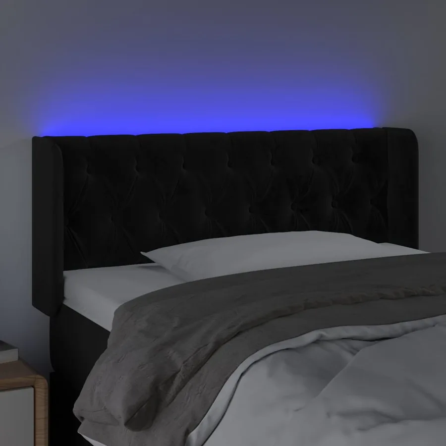 Tête de lit à LED Noir 93x16x78/88 cm Velours - 4