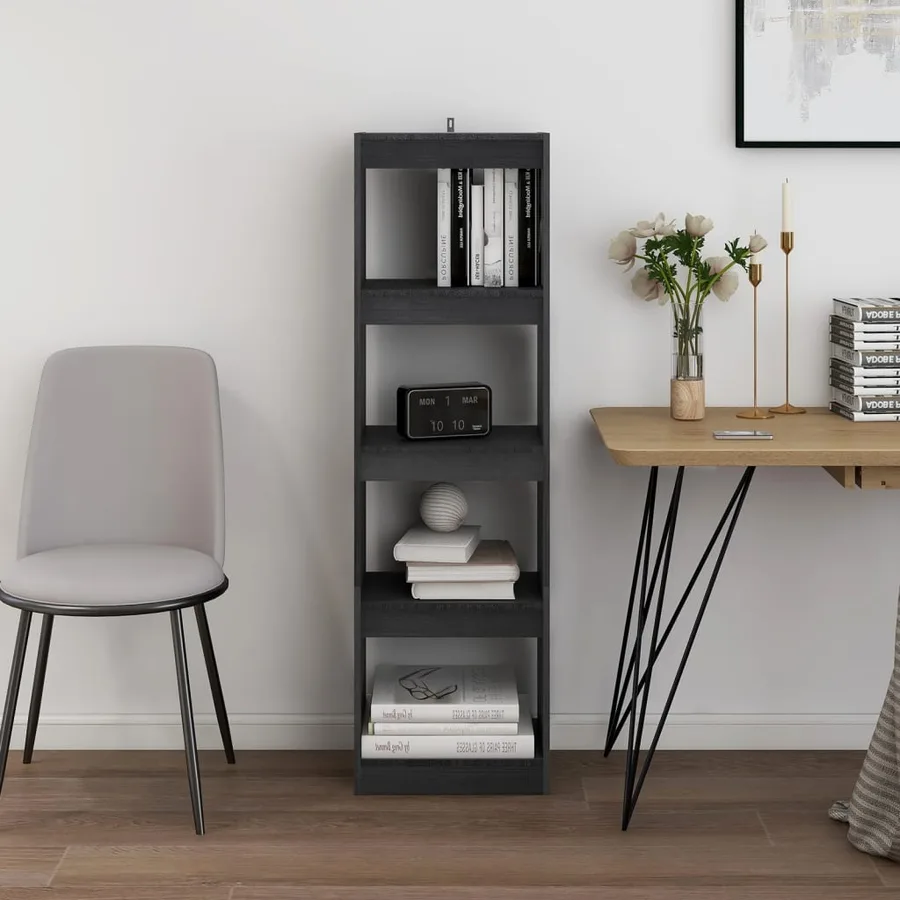 Bibliothèque/Séparateur de pièce Gris 40x30x135,5 cm Pin massif - 3