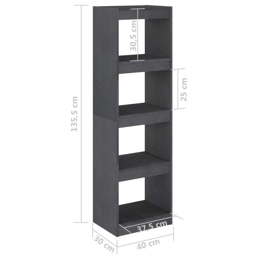 Bibliothèque/Séparateur de pièce Gris 40x30x135,5 cm Pin massif - 8