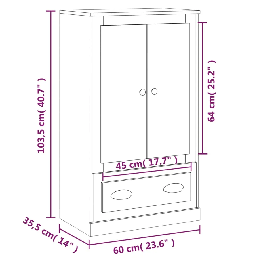 Buffet haut chêne sonoma 60x35,5x103,5 cm bois d'ingénierie - 10