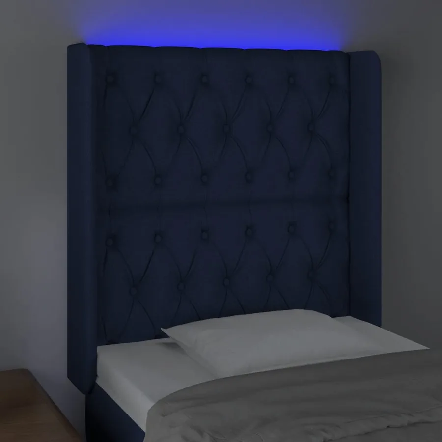 Tête de lit à LED Bleu 83x16x118/128 cm Tissu - 4