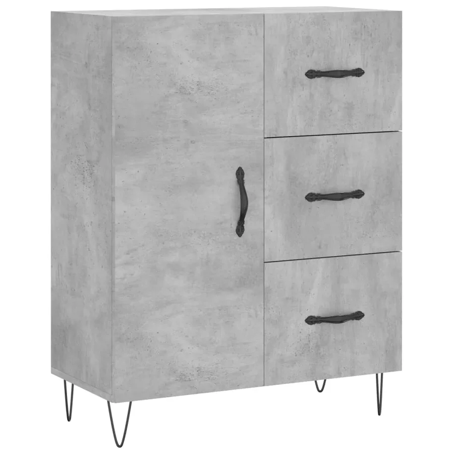 Buffet gris béton 69,5x34x90 cm bois d'ingénierie - 2