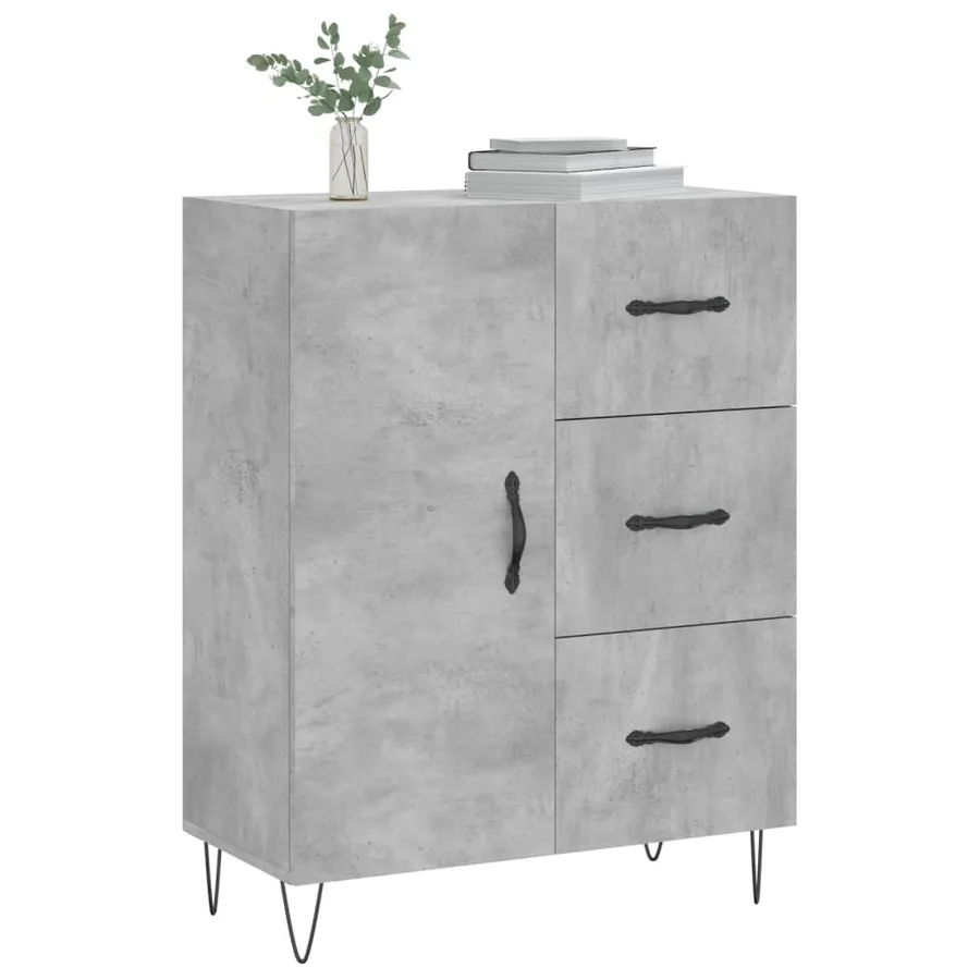 Buffet gris béton 69,5x34x90 cm bois d'ingénierie - 3