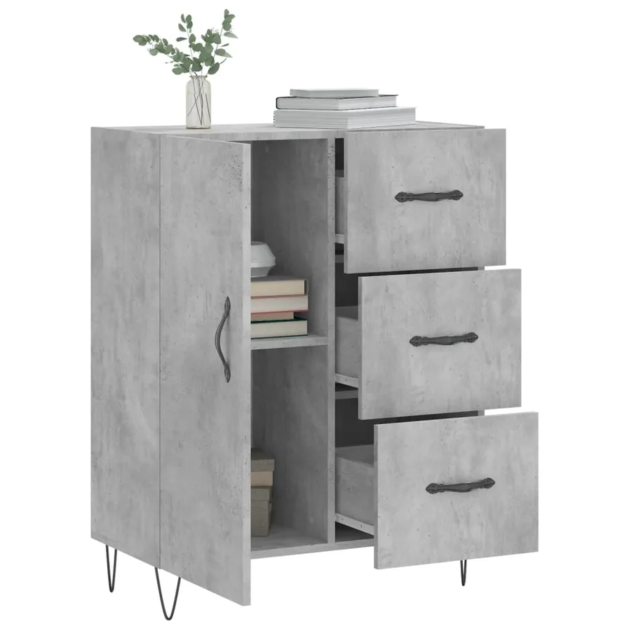 Buffet gris béton 69,5x34x90 cm bois d'ingénierie - 4