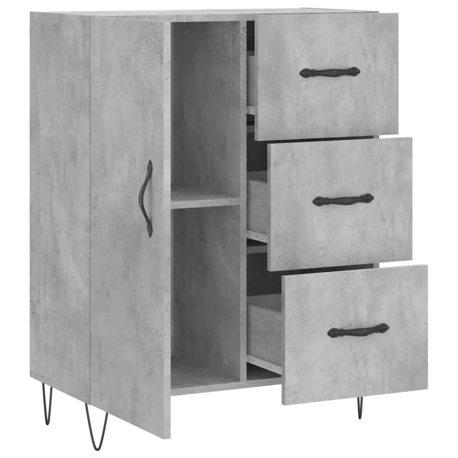 Buffet gris béton 69,5x34x90 cm bois d'ingénierie - 6