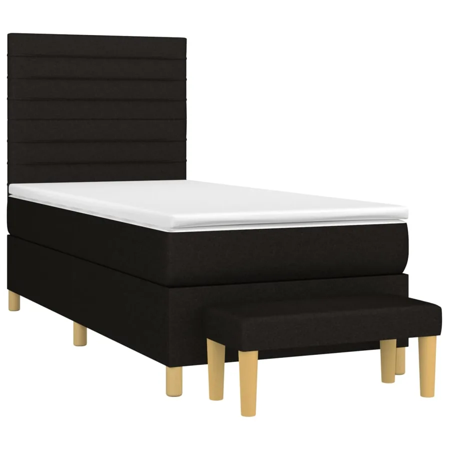 Sommier à lattes de lit et matelas Noir 80x200 cm Tissu - 3