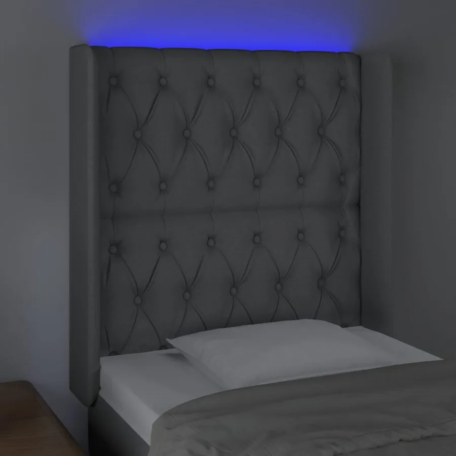 Tête de lit à LED Gris clair 83x16x118/128 cm Tissu - 4