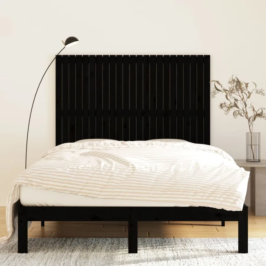 Tête de lit murale Noir 146,5x3x110 cm Bois massif de pin - 3