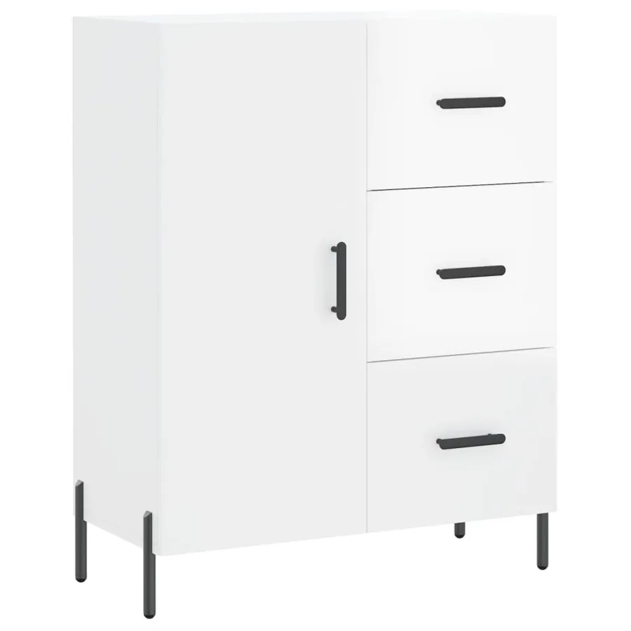 Buffet haut Blanc brillant 69,5x34x180 cm Bois d'ingénierie - 7
