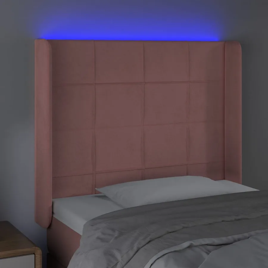 Tête de lit à LED Rose 103x16x118/128 cm Velours - 4