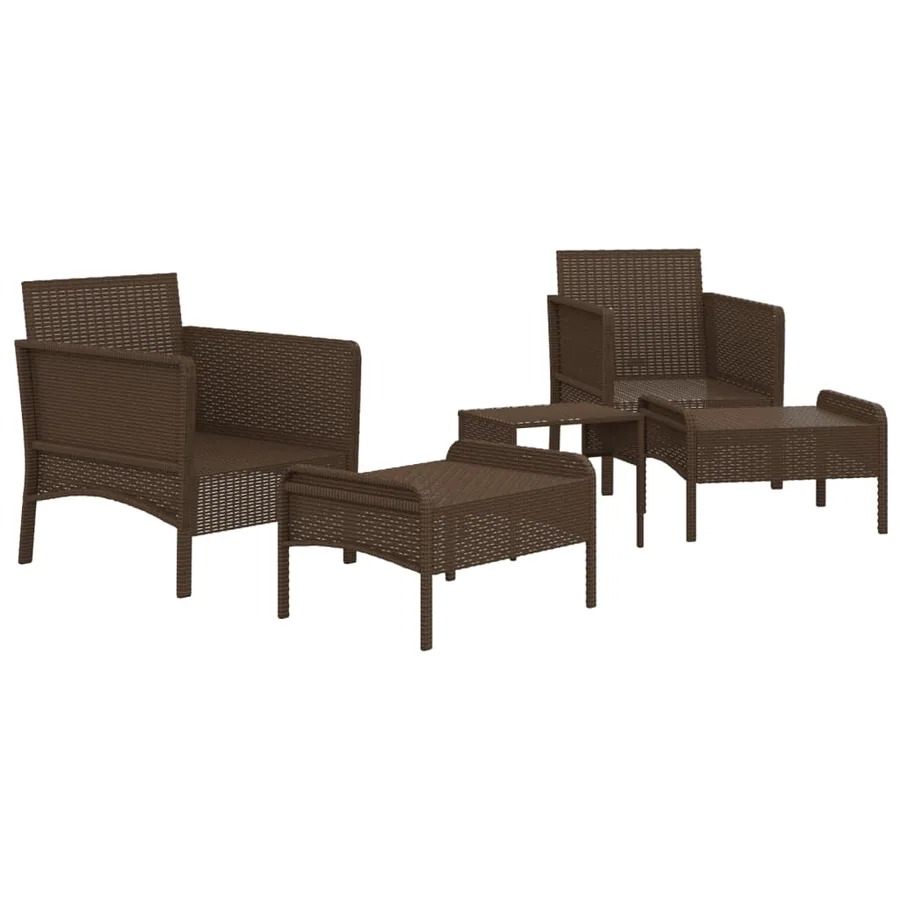 Salon de jardin 5 pcs avec coussins Marron Résine tressée - 4