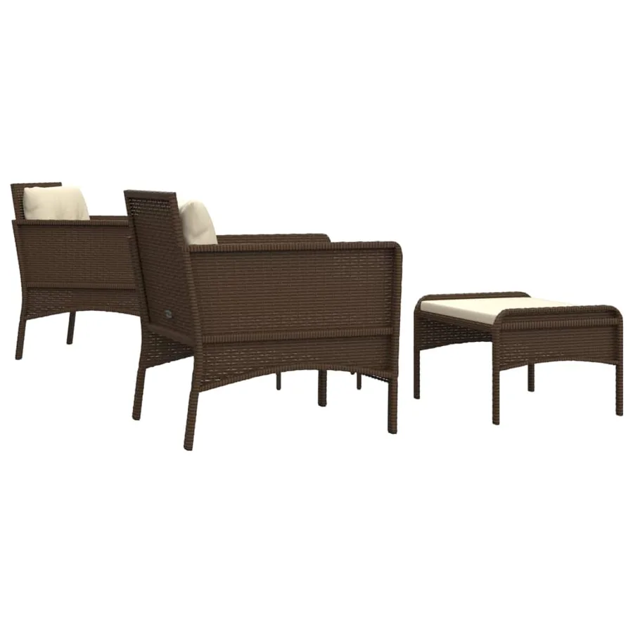 Salon de jardin 5 pcs avec coussins Marron Résine tressée - 5