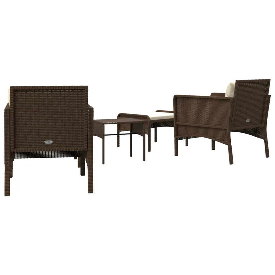 Salon de jardin 5 pcs avec coussins Marron Résine tressée - 6
