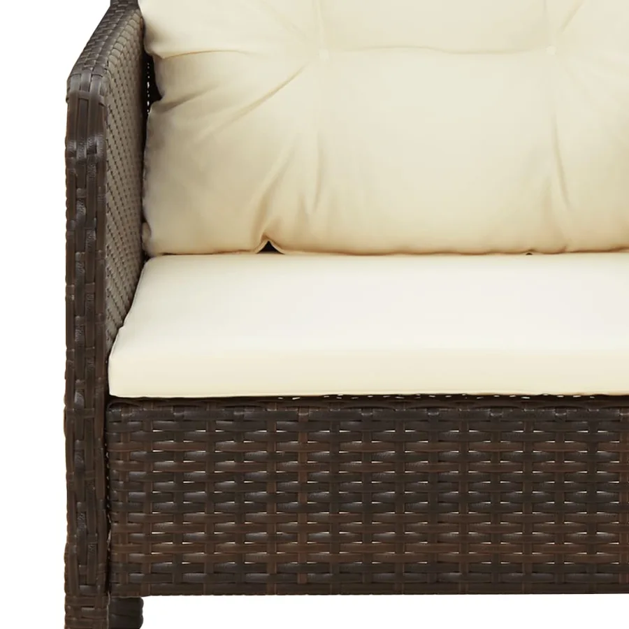 Salon de jardin 5 pcs avec coussins Marron Résine tressée - 7