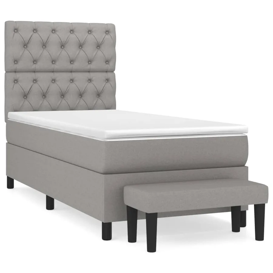 Sommier à lattes de lit avec matelas Gris clair 80x200 cm Tissu - 2