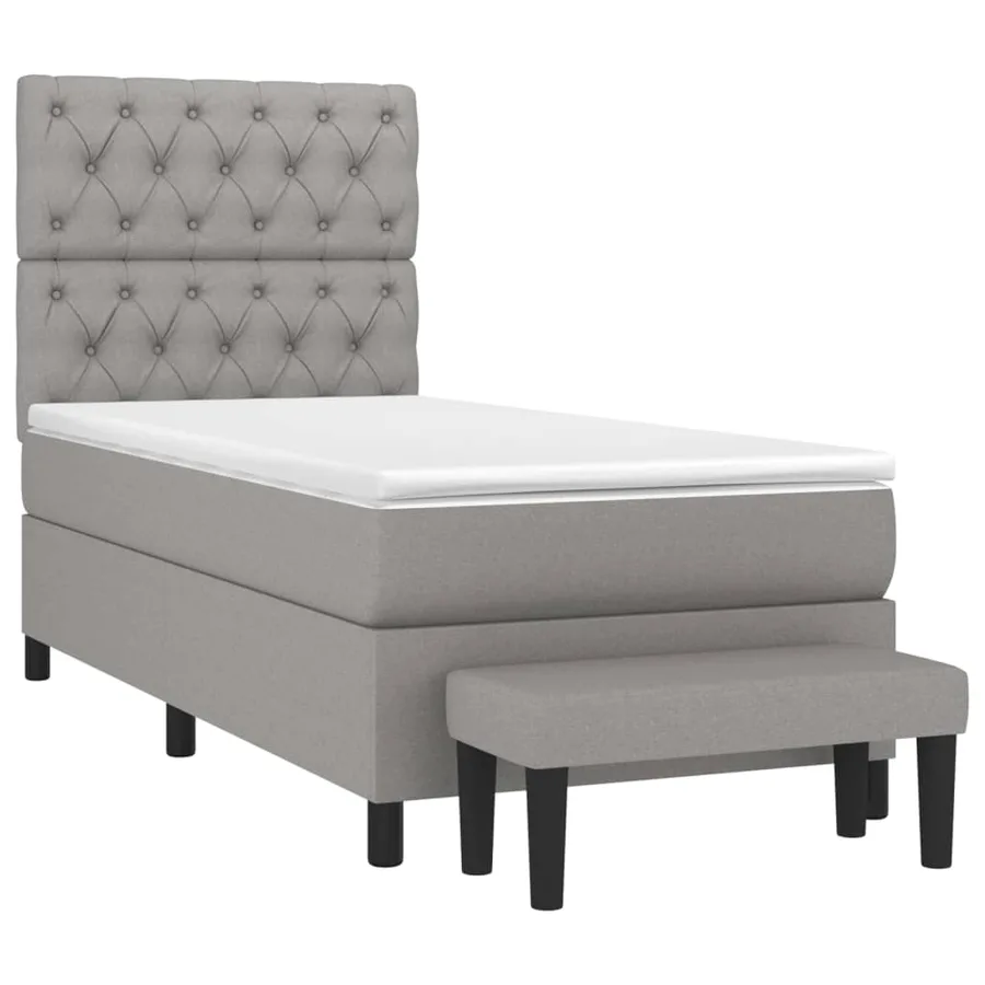Sommier à lattes de lit avec matelas Gris clair 80x200 cm Tissu - 3