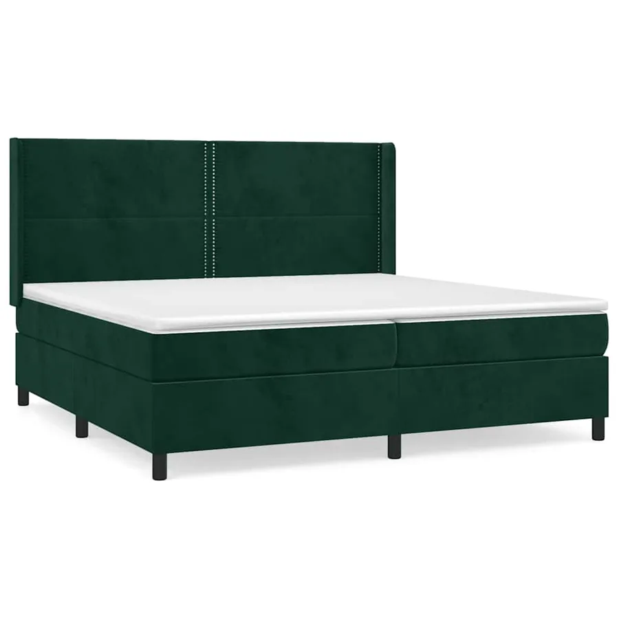 Sommier à lattes de lit et matelas Vert foncé 200x200cm Velours - 2
