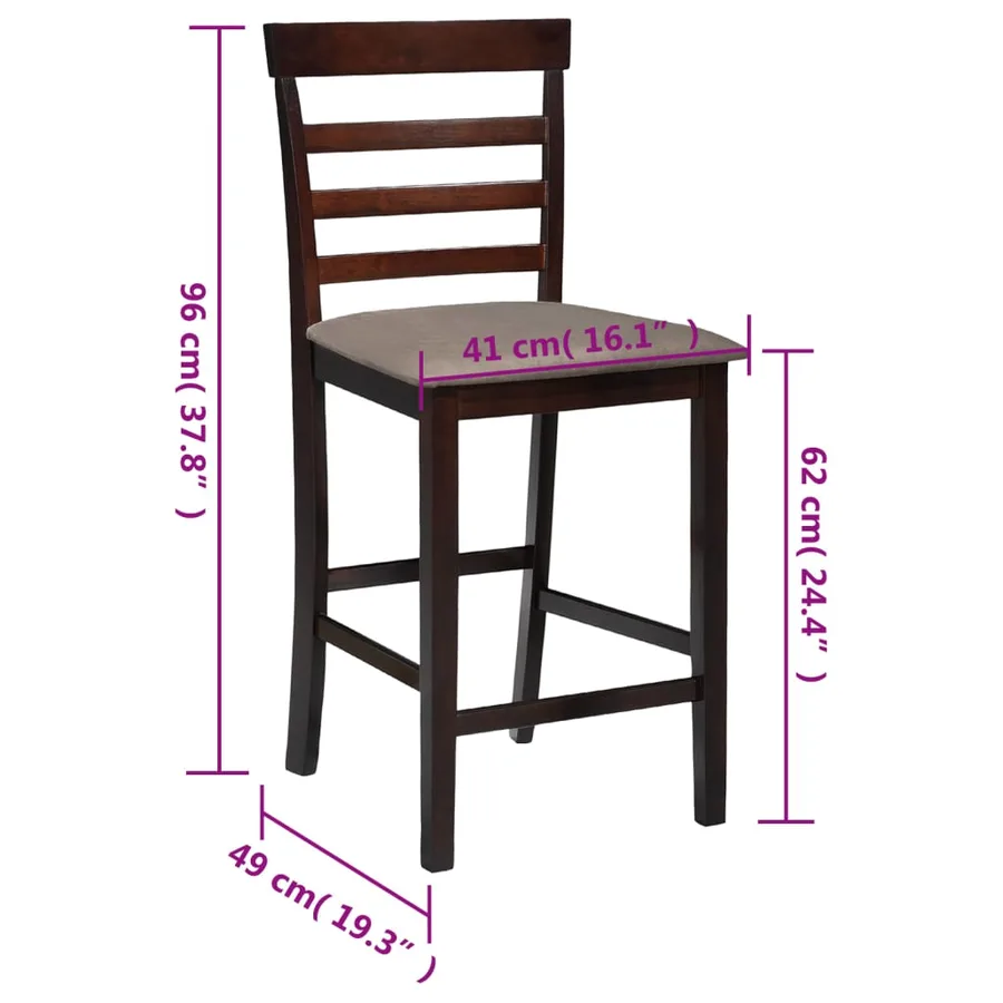 Tabourets de bar 2 pcs Marron Tissu - 8