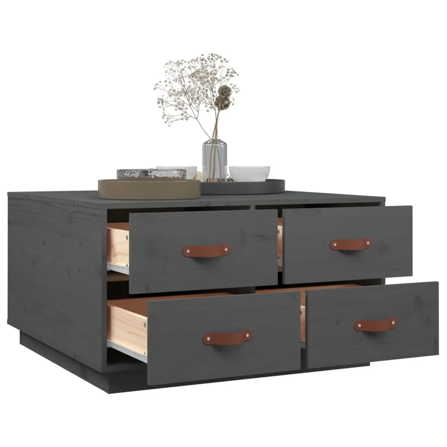 Table basse Gris 80x80x45 cm Bois massif de pin - 5
