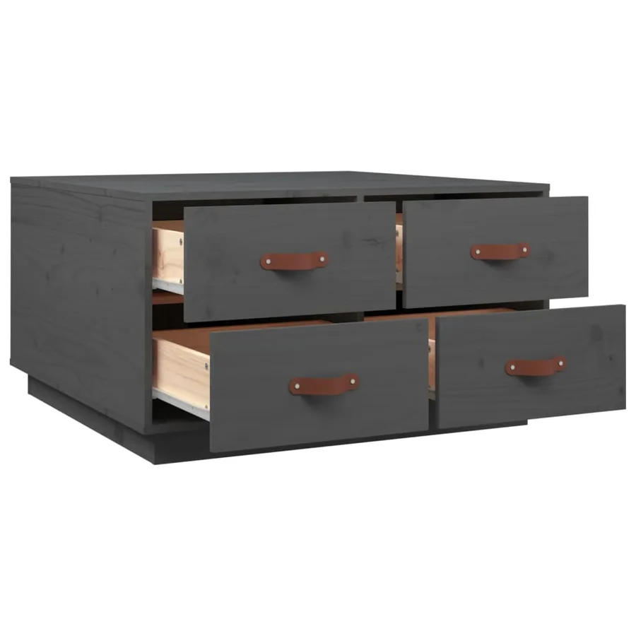 Table basse Gris 80x80x45 cm Bois massif de pin - 7