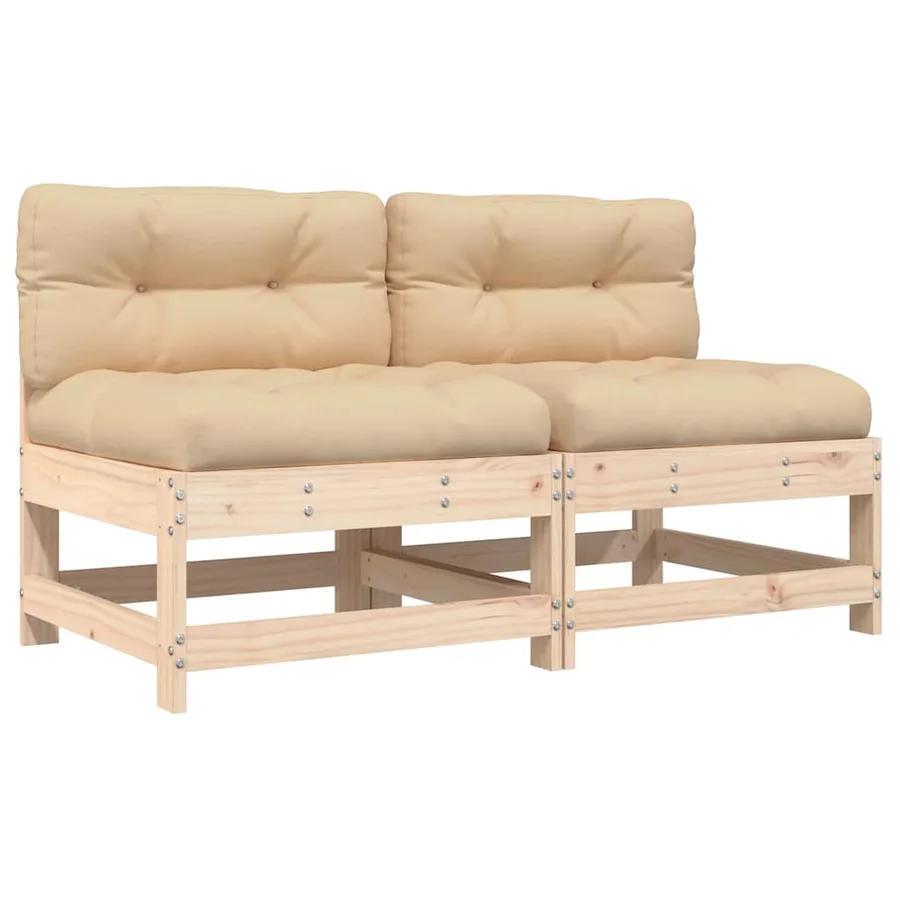 Canapés centraux avec coussins 2 pcs bois de pin massif - 2