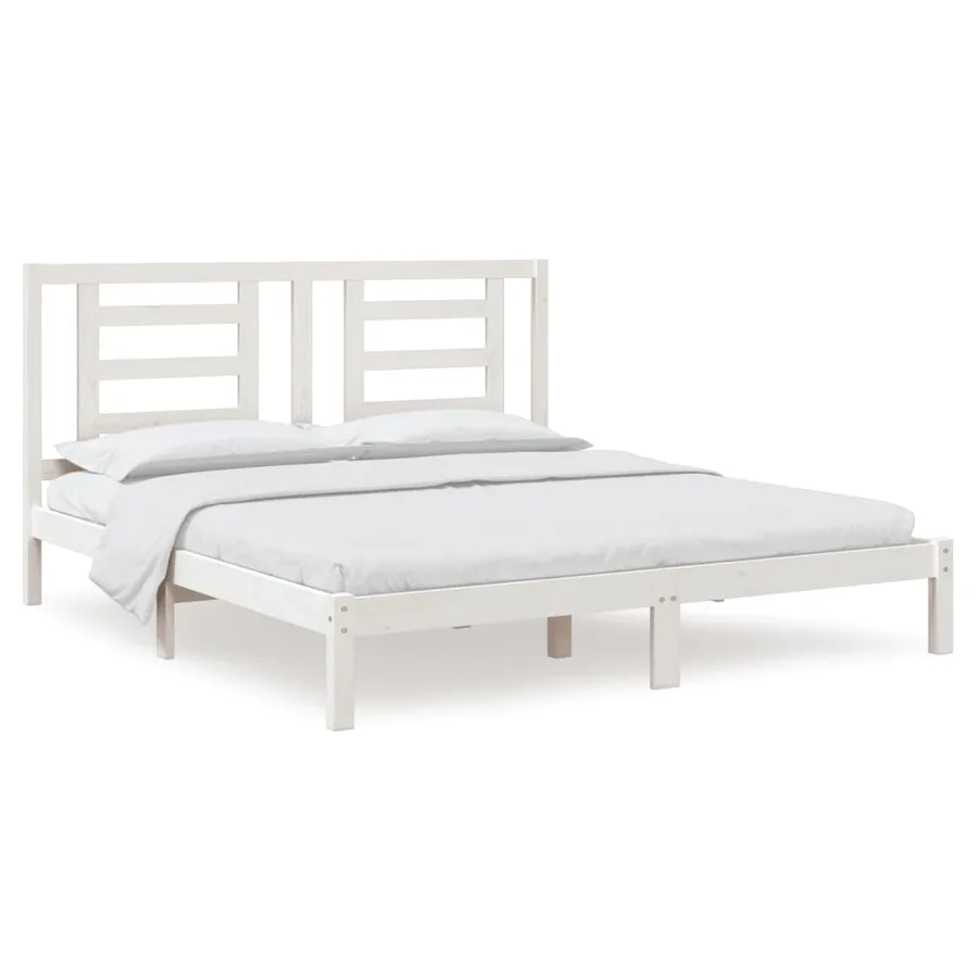 Cadre de lit sans matelas blanc 180x200 cm bois massif - 2