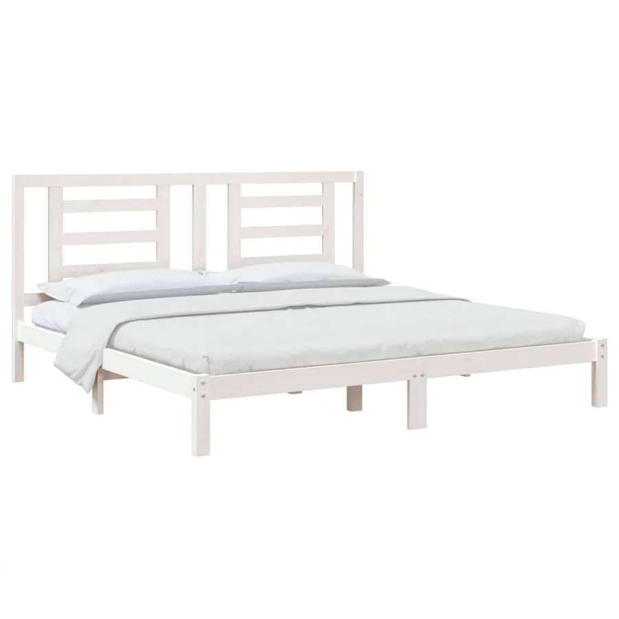 Cadre de lit sans matelas blanc 180x200 cm bois massif - 3