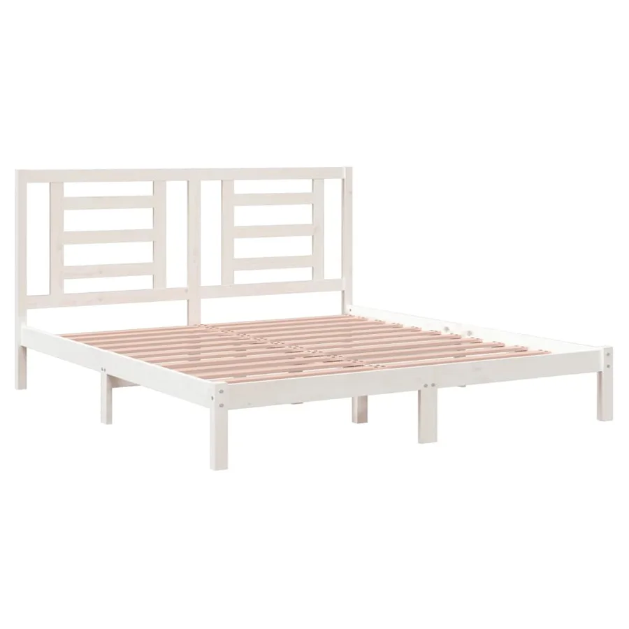 Cadre de lit sans matelas blanc 180x200 cm bois massif - 4