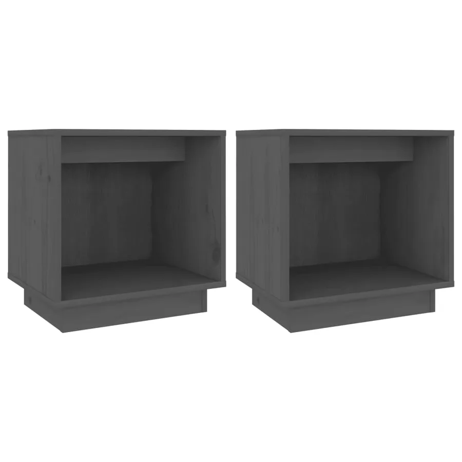Tables de chevet 2 pcs Gris 40x30x40 cm Bois de pin solide - 2