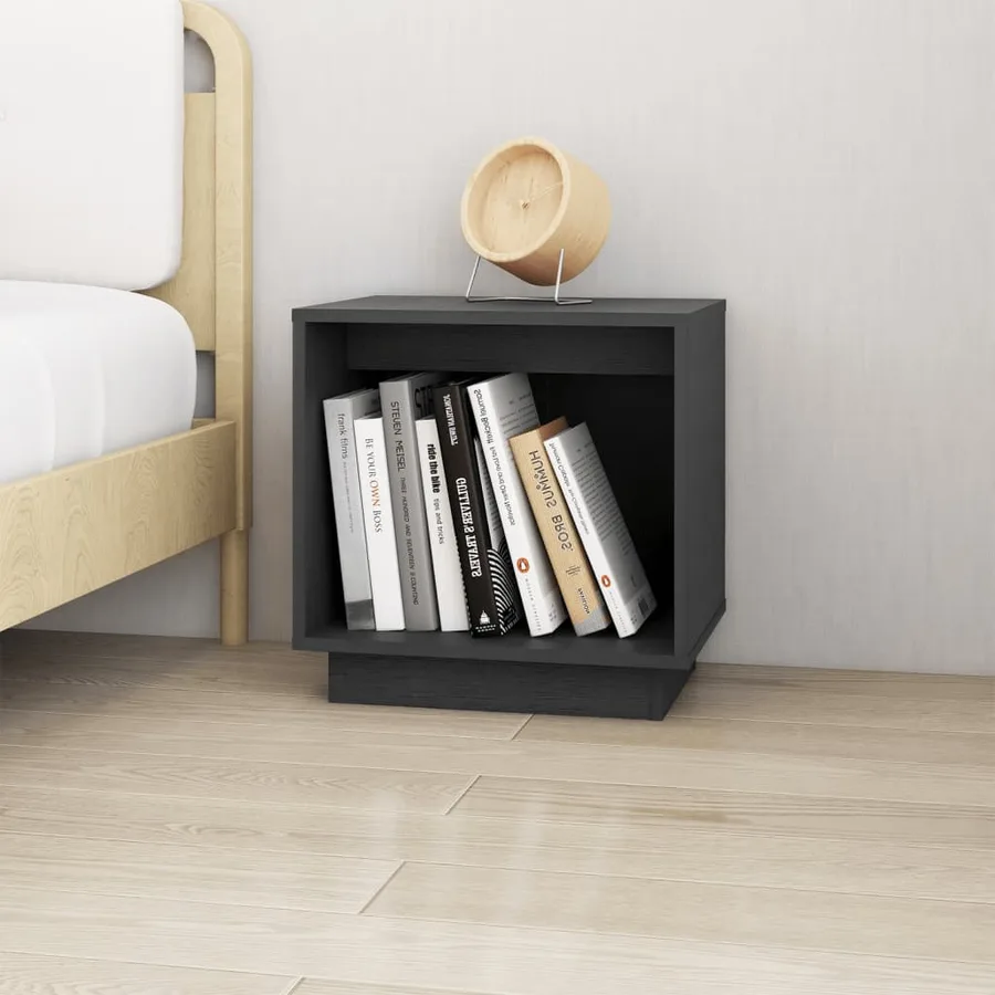 Tables de chevet 2 pcs Gris 40x30x40 cm Bois de pin solide - 3