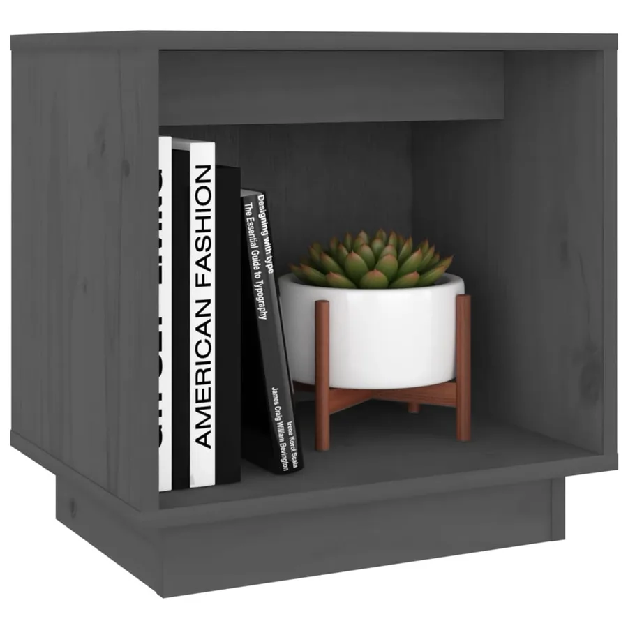 Tables de chevet 2 pcs Gris 40x30x40 cm Bois de pin solide - 4