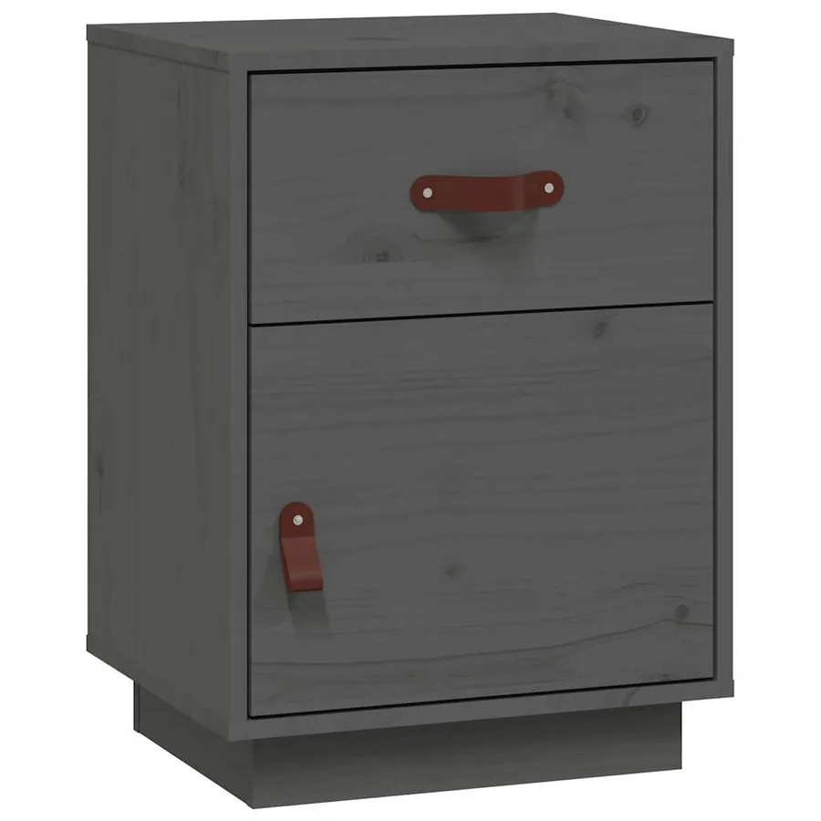 Tables de chevet 2 pcs Gris 40x34x55 cm Bois de pin massif - 2
