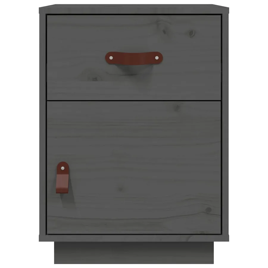 Tables de chevet 2 pcs Gris 40x34x55 cm Bois de pin massif - 5