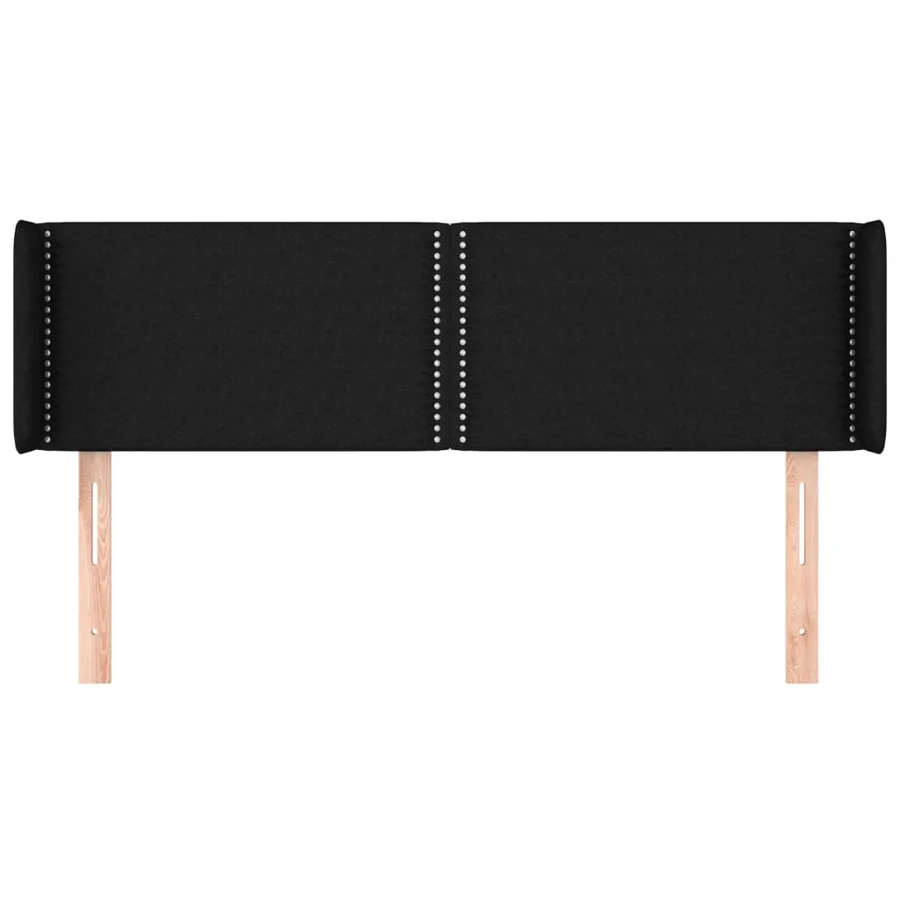 Tête de lit avec oreilles Noir 147x16x78/88 cm Tissu - 3