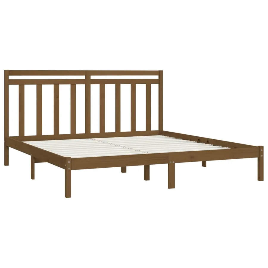 Cadre de lit sans matelas marron miel 200x200 cm bois massif - 4