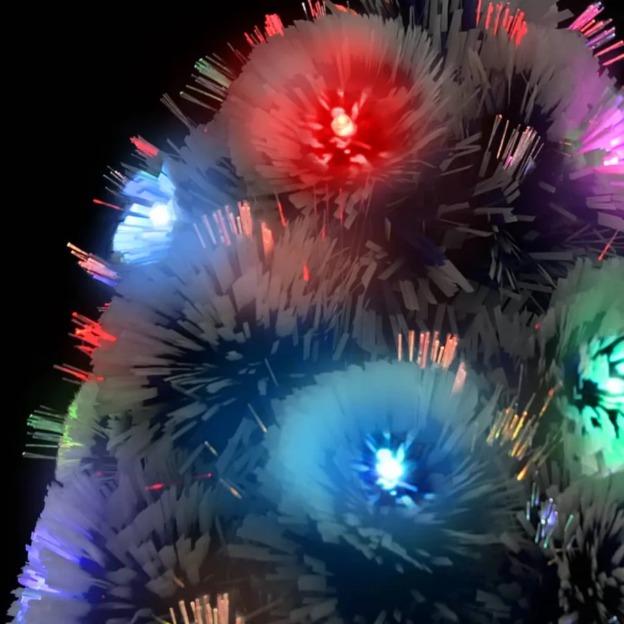 Arbre de Noël artificiel pré-éclairé blanc/bleu fibre optique - 5