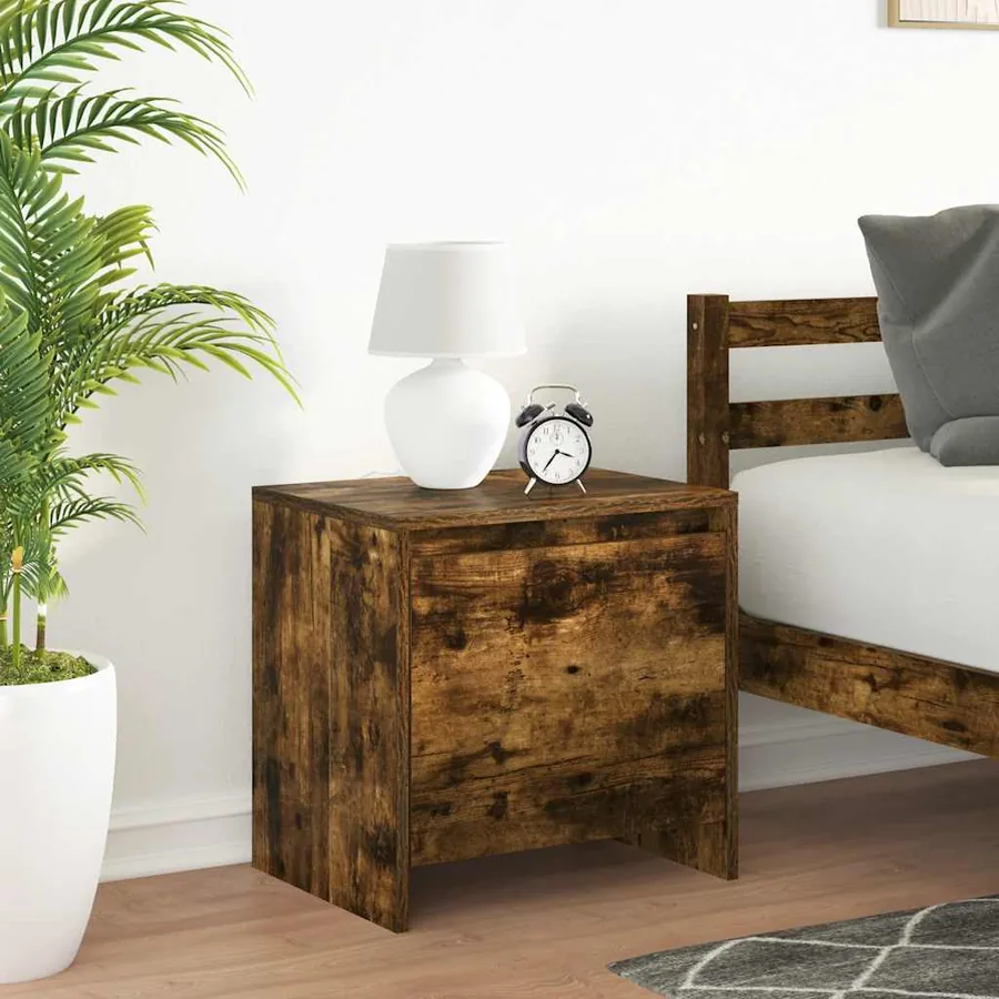 Table de chevet chêne fumé 45x34x44,5 cm bois d'ingénierie