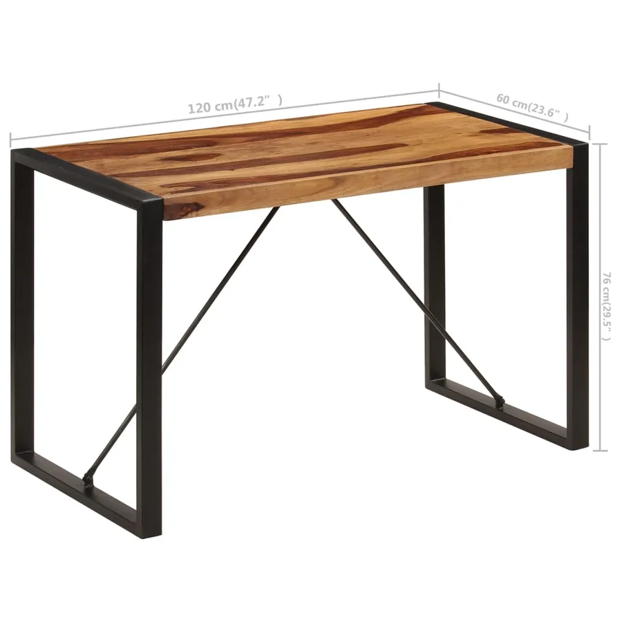 Table de salle à manger 120x60x76 cm Bois de Sesham solide - 7