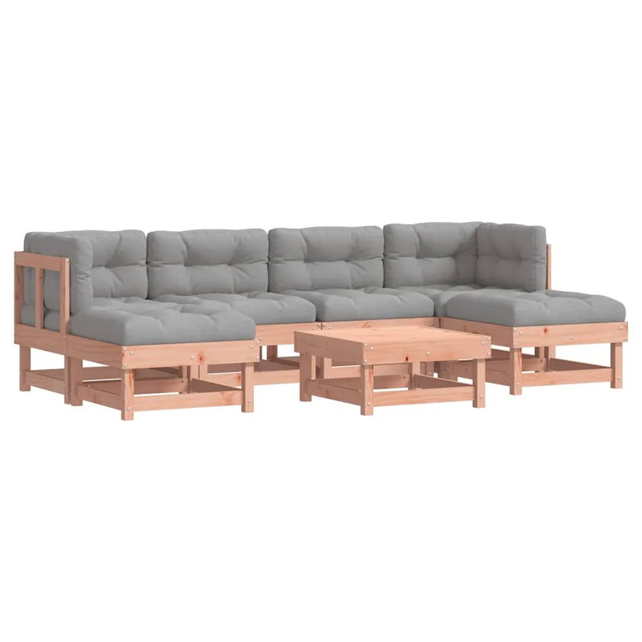 Salon de jardin 7 pcs avec coussins bois massif douglas - 2