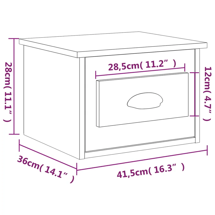 Table de chevet murale blanc 41,5x36x28 cm - 10