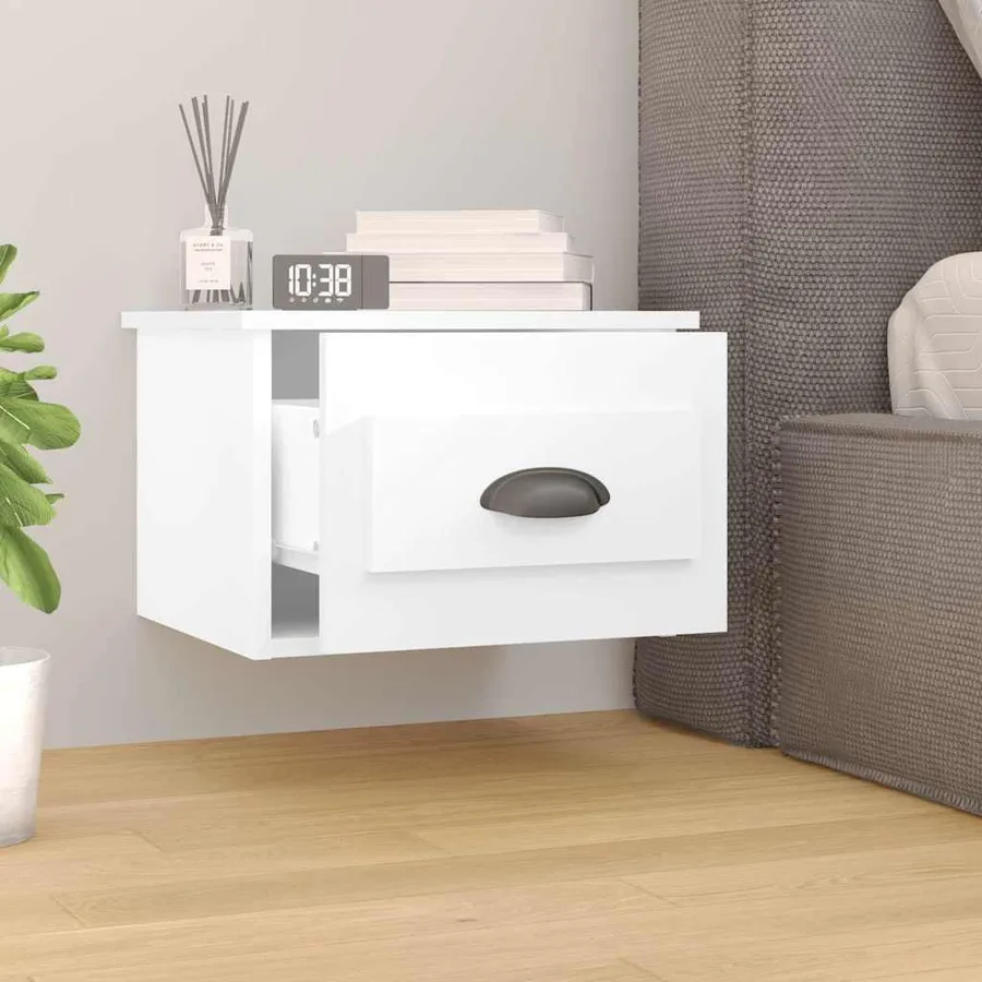 Table de chevet murale blanc 41,5x36x28 cm - 3